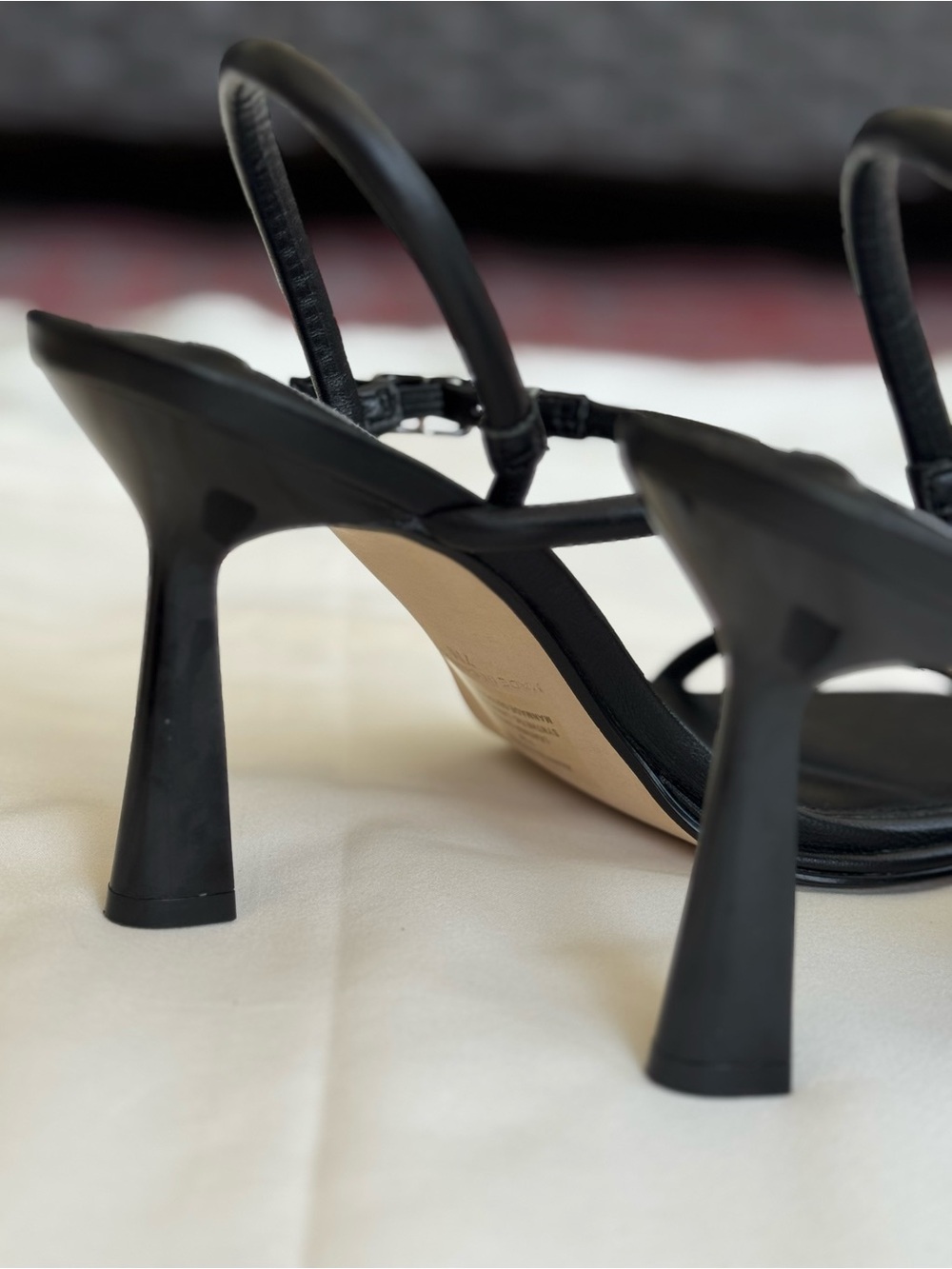 Steve Madden Black Minimal Strap Square-Toe Heels - Picture 3 of 6